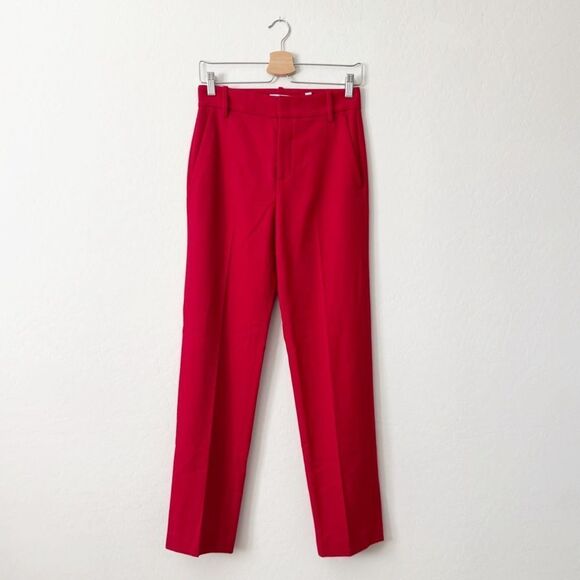 Vince Flannel Tailored Wool Blend Pants in Crimson Red Size 0 XS - Picture 2 of 15